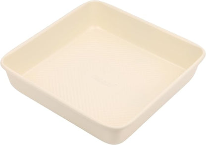 David Burke 9" Square Bake Pan, Carbon Steel, Non-Stick, PFTE & PFOA Free, Oven Safe – Cream