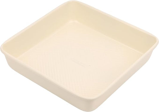 David Burke 9" Square Bake Pan, Carbon Steel, Non-Stick, PFTE & PFOA Free, Oven Safe – Cream