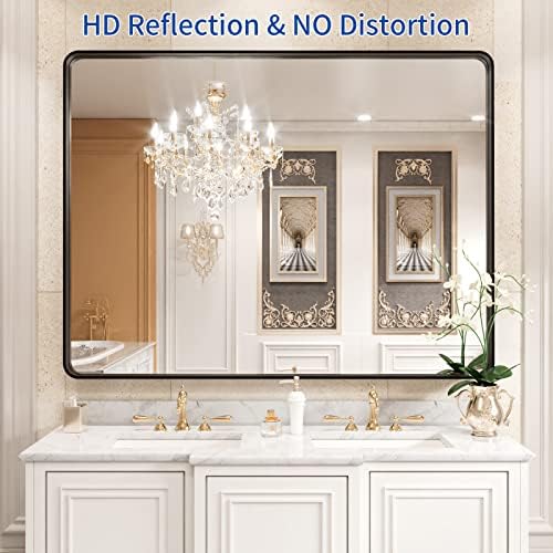 WEER Black Bathroom Vanity Mirror 40X30 Inch