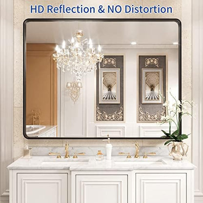 WEER Black Bathroom Vanity Mirror 40X30 Inch
