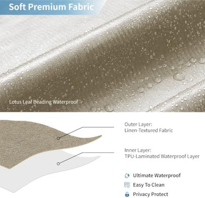 Waterproof Fabric Shower Curtain,No Liner Needed,72x72,Khaki