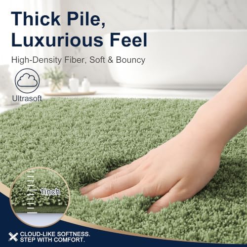 OLANLY Microfiber Bathroom Runner Rugs 70x24, Soft Bath Mat, Sage Green