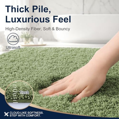 OLANLY Microfiber Bathroom Runner Rugs 70x24, Soft Bath Mat, Sage Green