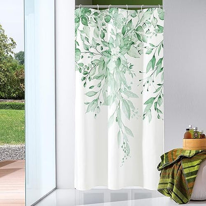 Gibelle MintGreen Eucalyptus Shower Curtain, Watercolor Floral Print, 36x72