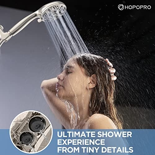 HOPOPRO High Pressure Handheld Shower Head Set with 6 Modes, Brushed Nickle