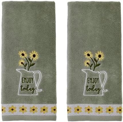SKL Home Enjoy Hand Towel Set-2pc, 100% Cotton, Embroidered, Gray