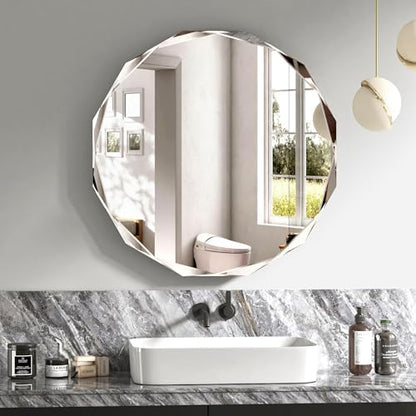 30x30 Inch Bathroom Mirrors for Over Sink, Round Frameless Mirrors for Wall