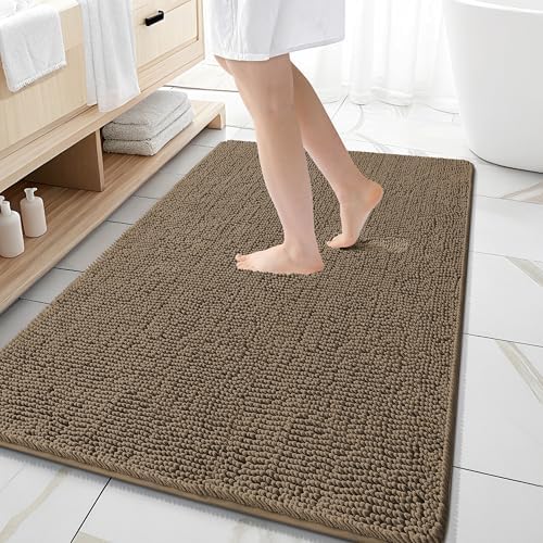 OLANLY Large Bathroom Rugs 59x35, Extra Soft Absorbent Chenille Bath Rugs