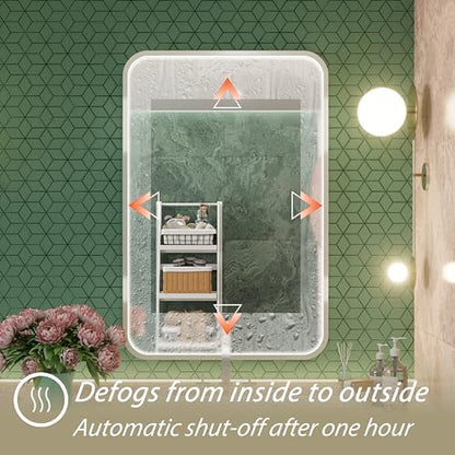 24"x36" Silver LED Bathroom Mirror with Lights,3000K/4500K/6000K