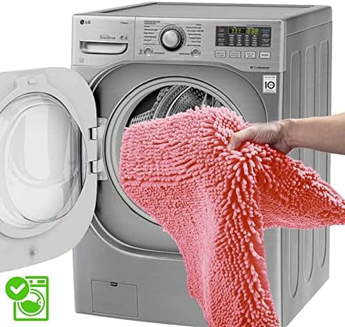 Pink Bathroom Rugs Chenille Bath Mat Set 2-Piece Bath Rugs for Bathroom Extra Soft Bath Mats for Bathoom Non Slip Absorbent Shag Bathoom Carpet
