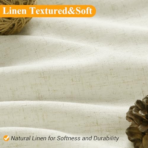 Naturoom Linen Shower Curtain 80 Inch Long for Bathroom Ivory 1 Panel
