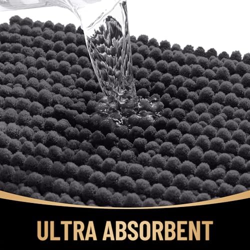 OLANLY Thick Chenille Large Bathroom Rugs Mats 59x35, Dark Grey