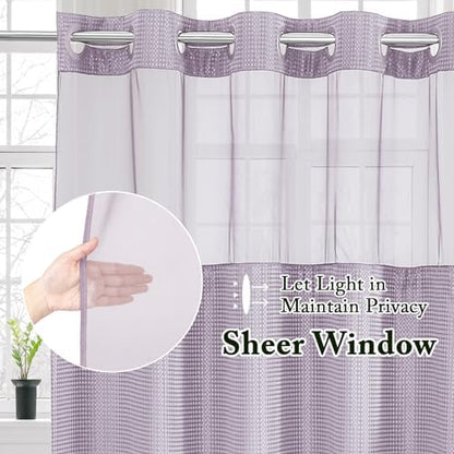 Gibelle No Hook Cloth Lavender Shower Curtain with Liner, 72x86