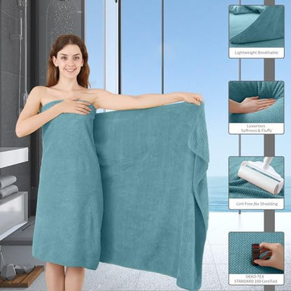 8 Piece Bathroom Towel Set |2 Oversized Large Bath Towels Sheet,2 Hand Towels and 4 Washcloths| 600GSM Ultra Soft Luxury Premium Towel Set Highly Absorbent Quick Dry Hotel Towel Collection,Turquoise
