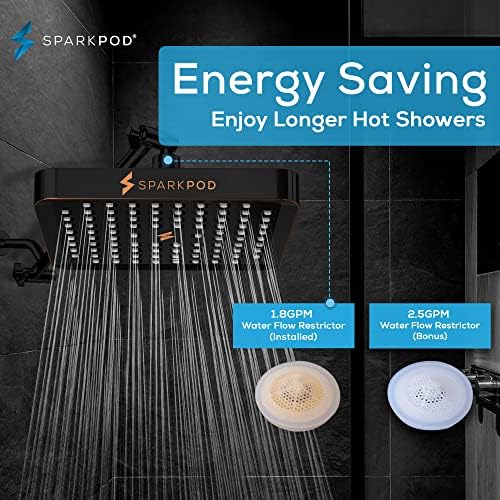 SparkPod Rain Shower Head, 6 Inch Square, Vintage Oil-Rubbed Bronze Finish
