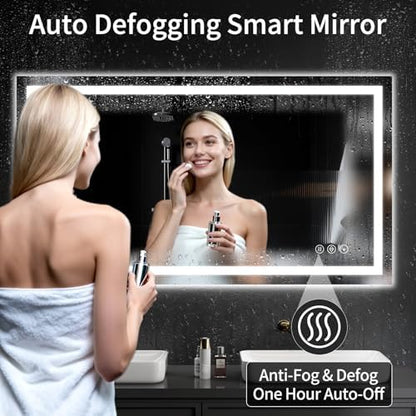 50"x30" LED Bathroom Mirror with Lights, Dimmable，Anti-Fog，Bathroom Vanity Mirror for Wall, Backlit + Front Lit, Memory Function, Shatter-Proof，Tempered Glass