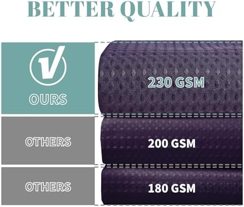 eachope No Hook Waffle Shower Curtain with Snap-in Liner, 71x74 Inch,Purple