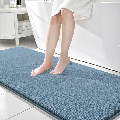 OLANLY Memory Foam Bathroom Runner Rug 70x24, Absorbent Long Mat, Airy Blue