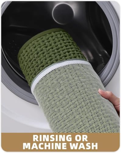 Color&Geometry 17"x29" Chenille Pile Bathroom Rugs Upgraded Denser,Green