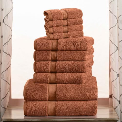SUPERIOR Egyptian Cotton Ultra Plush & Absorbent, 10 Piece Set, Rust