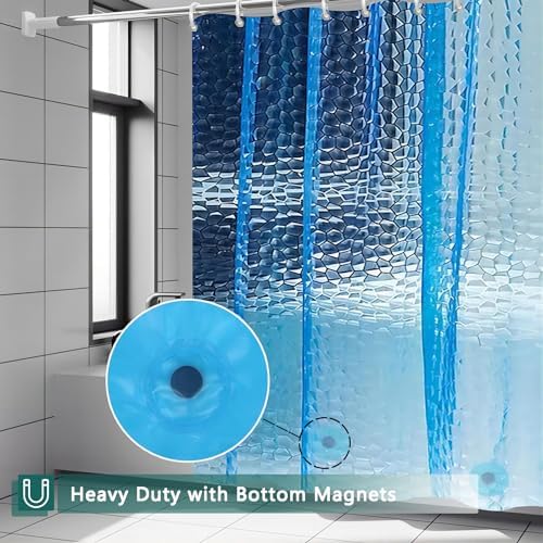 Shower Curtain Liner, 2 Pack 100% Waterproof Eva Shower Curtains with 3 Duty Heavy Bottom Magnets and 12 Rust Proof Grommets, 72x72 Weighted Shower Liner for Shower Stall, Bathtubs