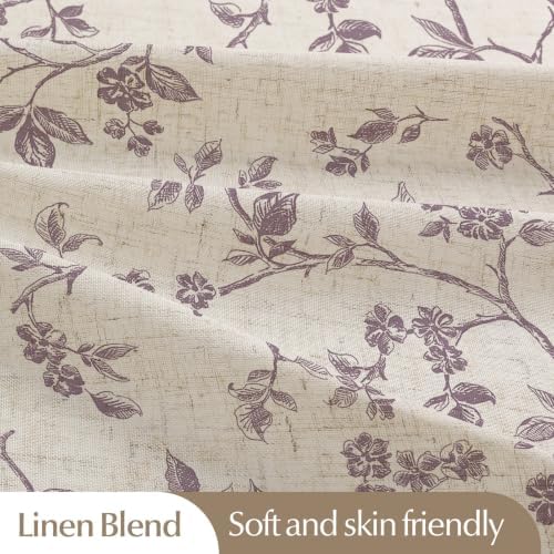 MitoVilla Long Linen Floral Shower Curtain for Bathroom,72 x 78