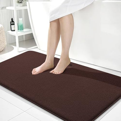 OLANLY Memory Foam Bathroom Runner Rugs 45x27, Absorbent Long Mat, Brown