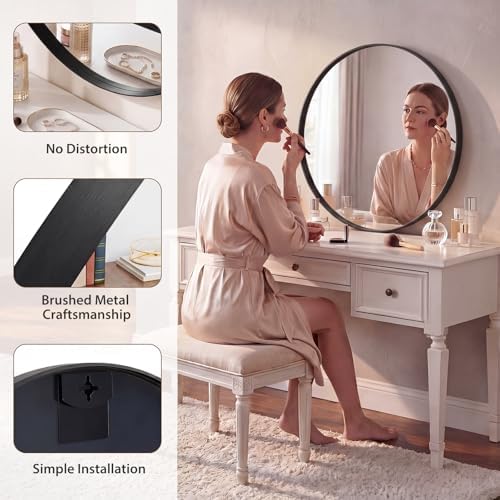 NEWBULIG 28-Inch Round Wall Mirror, Bathroom Wall Circle Mirror
