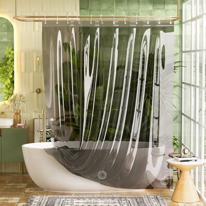 Bathway Shower Curtain Liner, Black Shower Curtain Liner 72x72 PEVA Clear Shower Curtain Liner Plastic with 3 Magnets and 12 Rustproof Metal Grommets, Lightweight Waterproof Shower Liner for Bathroom