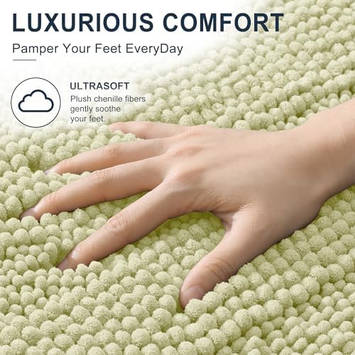 Smiry Thick Chenille Bathroom Rugs 36x24, Soft Absorbent Bath Mat, Vanilla