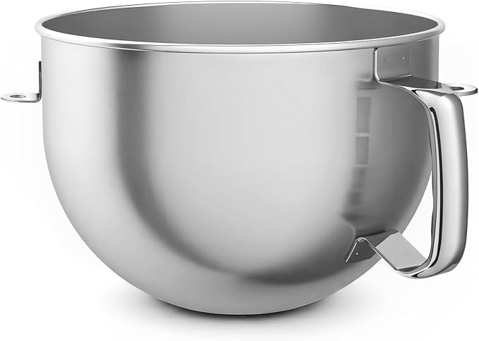 Stainless Steel Mixer Bowl, Compatible with KitchenAid Series 6QT Lift Stand Mixer, Suitable for KV25, KP26, KB26,Dishwasher Safe, Heavy Duty, No Residue, Ergonomic Handle