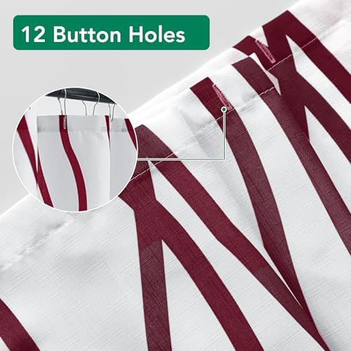 Fabric Modern Extra Long Shower Curtains for Bathroom-Burgundy and White