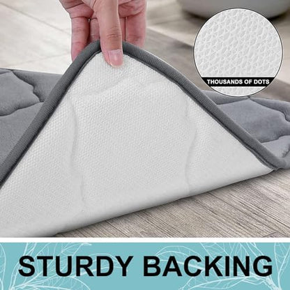 OLANLY Memory Foam Bath Mat Rug 24x16, Ultra Soft and Absorbent Bathroom Rugs, Non-Slip, Comfortable, Machine Washable Bath Carpet for Bathroom Floor, Tub, Shower and Home Decor Accessories, Dark Grey