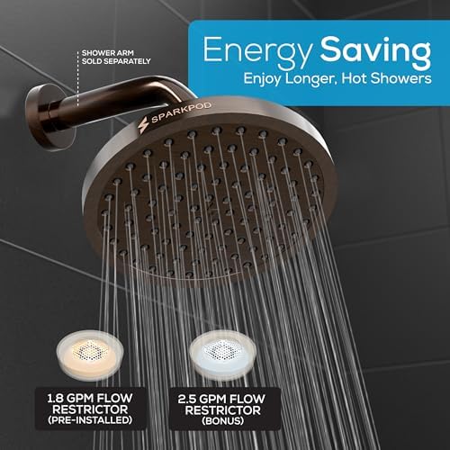 SparkPod Rain Shower Head, 8 Inch Round, Vintage Oil-Rubbed Bronze Finish