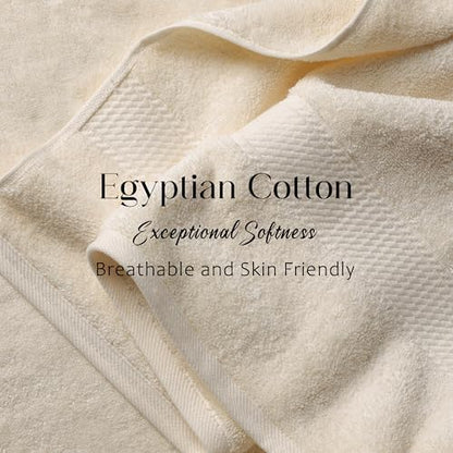 SUPERIOR Egyptian Cotton Ultra Plush & Absorbent, 12 Piece Set, Cream