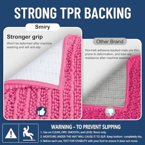 Smiry Bathroom Rugs 59X24, Extra Soft Rubber Backing Chenille Bath Mats