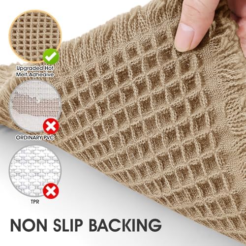 Extra Large Waffle Bath Mat Beige 6'x2'(72" x 24"), Boho Woven Modern Bath Mat Rugs, Absorbent Non Slip Bathroom Rugs, Soft Washable Bath Rugs with Tassels for Bathroom, Bedroom, Kitchen, Shower, Tub