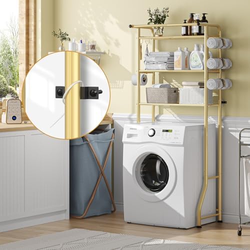 Simple Trending 3 Tier Over The Toilet Rack, Shelf Bathroom, Bathroom Stand Organizer Space Saver, Gold