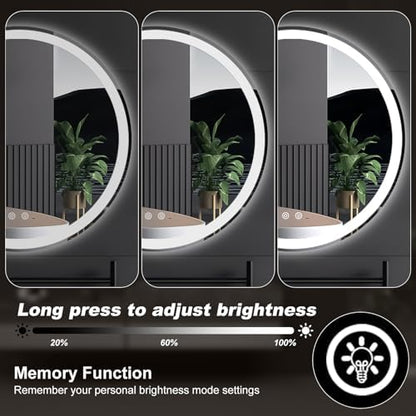 DUMOS 28 Inch Round LED Bathroom Mirror with Lights, Circle Vanity Mirror