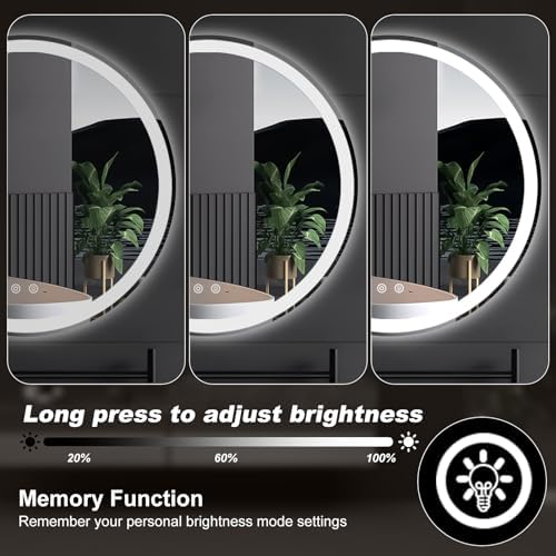 NEWBULIG 28'' Round LED Bathroom Mirror with Lights, Circle Vanity Mirror