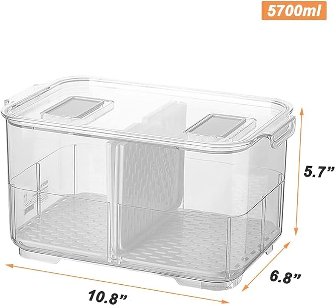 Fridge Produce Saver Food Storage Bin Containers Fridge Food Storage Containers Lettuce Keeper Produce Containers Refrigerator OrganizerClear,Set of 4