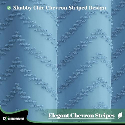 Dynamene Long Boho Farmhouse Shower Curtain Chevron 72x78 Moonlight Blue