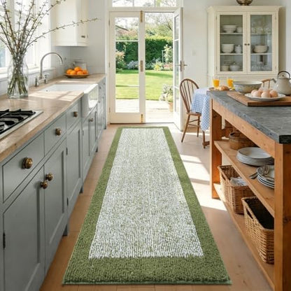 70x24 Bathroom Rugs Non Slip Washable, Soft Absorbent Bath Mat Olive Green