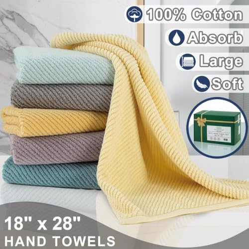 VOOVA & MOVAS Hand Towels 4PC, 100% Cotton, 18x28 in, Navy Blue