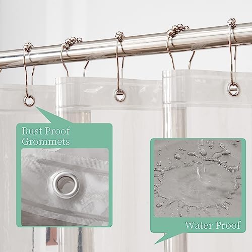 Mrs Awesome Clear Black Shower Curtain Liner with 3 Magnets, 72x72