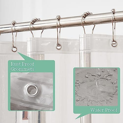 Mrs Awesome Clear Black Shower Curtain Liner with 3 Magnets, 72x72