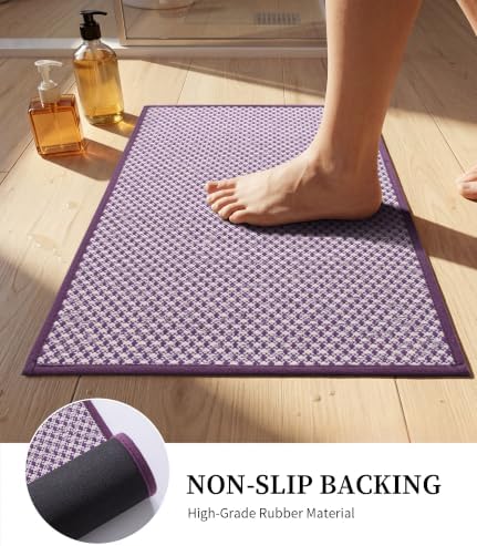 YIHOUSE Purple Bathroom Rugs Sets 5 Pieces,Thin Bath Mat Quick Dry