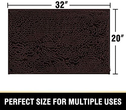 H.VERSAILTEX Bathroom Rugs Bath Mat Bath Rugs Bath Mats for Bathroom Non Slip Extra Thick Buncy Soft Chenille Bath Rug Fulffy Shag, Indoor Rug Carpet for Entry Living Room (Chocolate, 20" x 32")