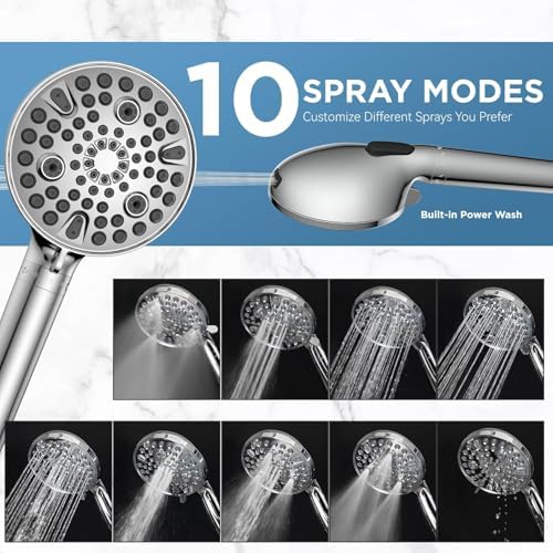 MakeFit Dual Filtered Rain Shower Head Combo, High Pressure Handheld Shower Head with Adjustable Bar - Rainfall Shower Head And Showerhead with Filter for Hard Water - Removes Chlorine