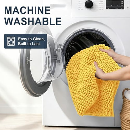 Smiry Thick Chenille Bathroom Runner Rugs 59x20, Absorbent Bath Mat, Yellow
